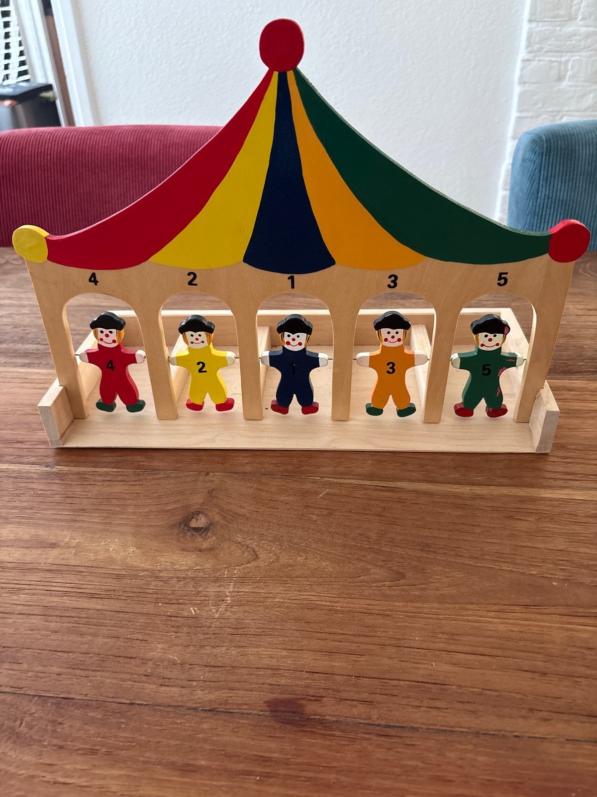 Houten kermis attractie  knikker speelgoed met poppetjes, Ophalen of Verzenden, Gebruikt, Overige typen