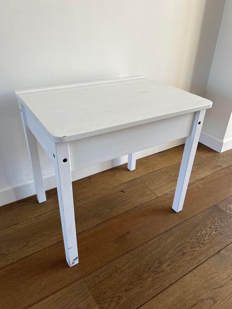 Wit Kinderbureau met Opbergvak en Klep - 60x46x56 cm, Ophalen, Gebruikt, Tafel(s)