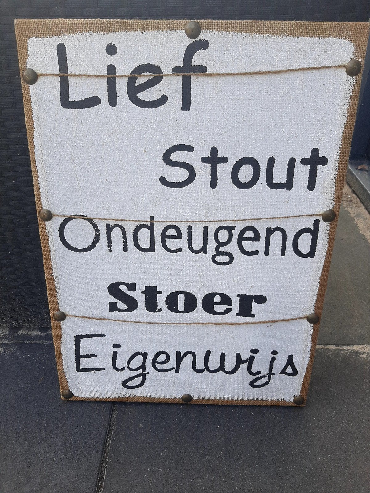 Decoratief houten bord met tekst ., Hout, Gebruikt, Ophalen of Verzenden, Landelijk