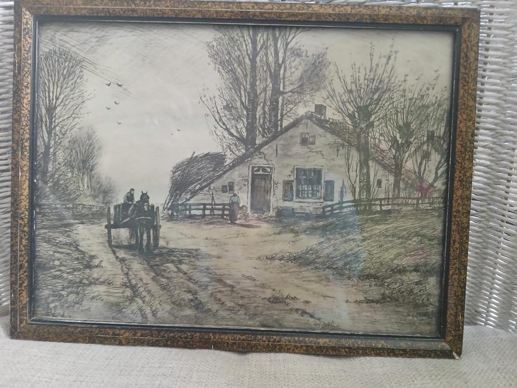 Tekening, Antiek en Kunst, Kunst | Tekeningen en Foto's, Ophalen