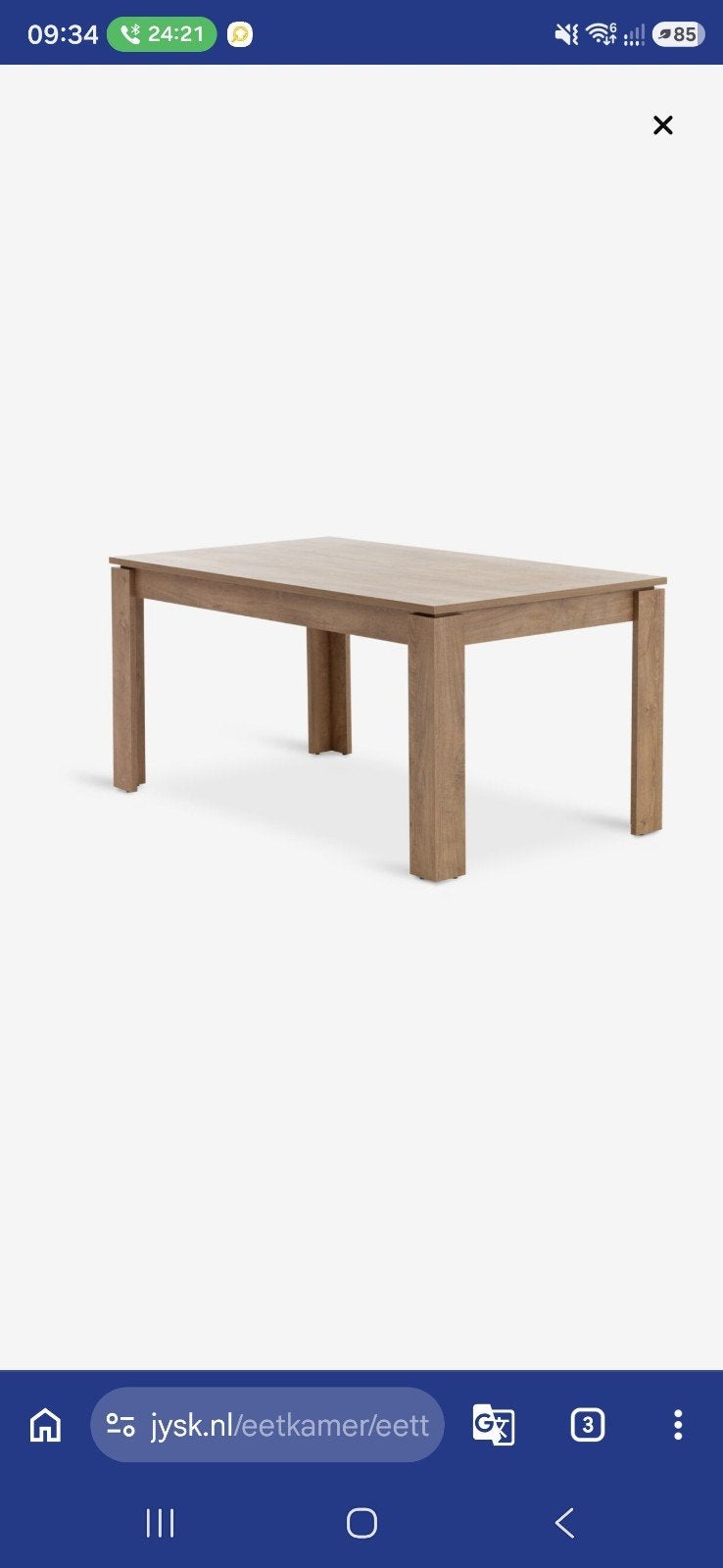 JYSK Vedde Eettafel 90x160 cm - Eikenhout look, Huis en Inrichting, Gebruikt, 150 tot 200 cm, Vier personen, Rechthoekig