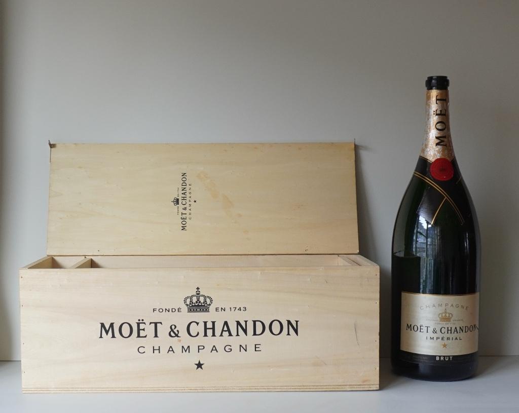 LEEG Methusalem 6 liter Moet & Chandon champagne met kist, Ophalen, Gebruikt, Frankrijk, Champagne