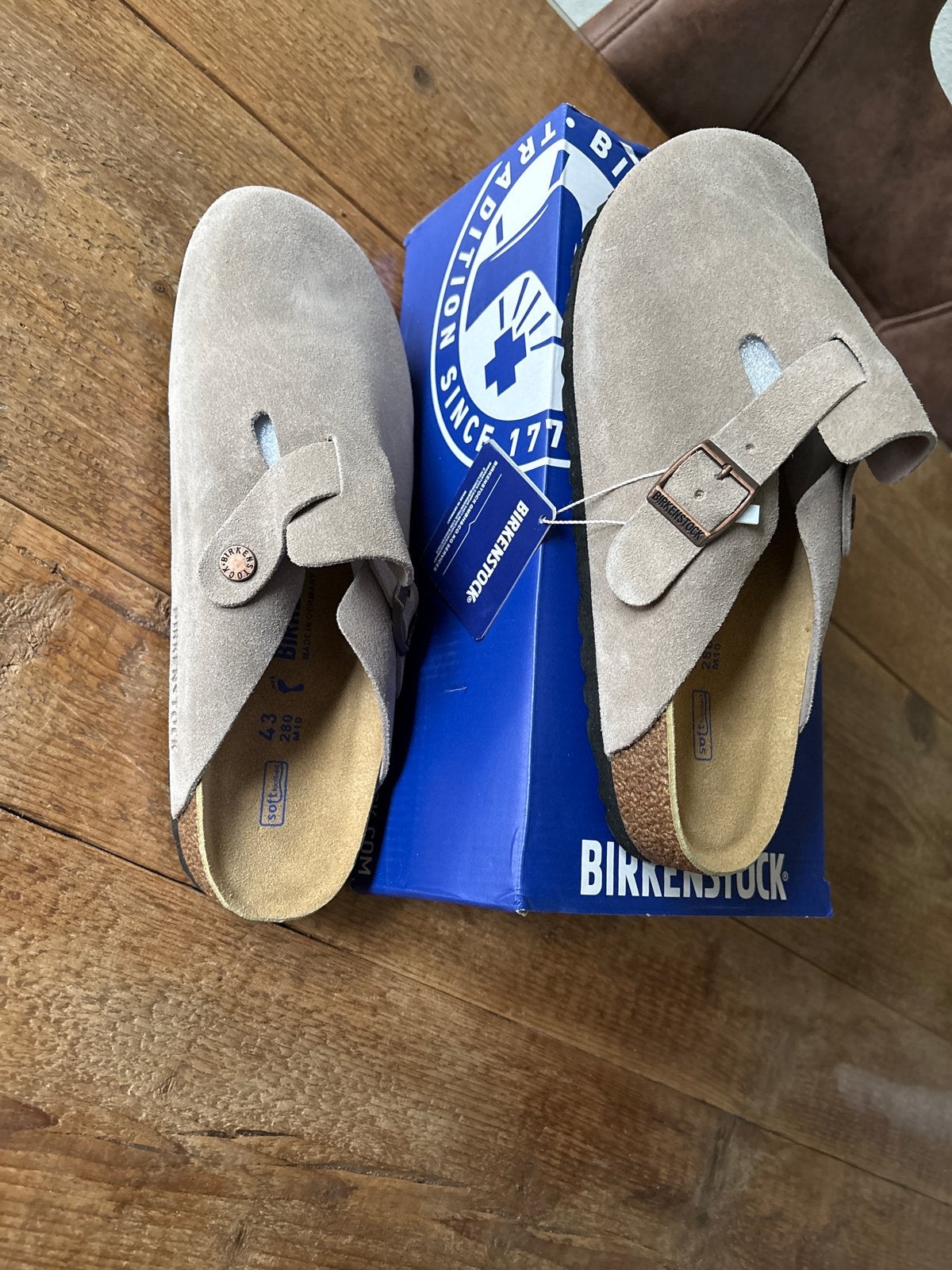 Birkenstock Boston Grijs maat 43 - Nieuw en ongedragen, Nieuw, Grijs, Sandalen of Muiltjes, Ophalen of Verzenden