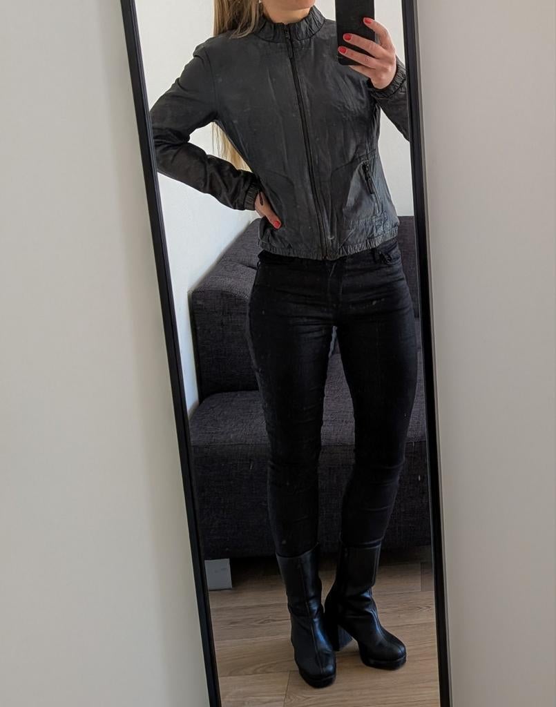 Kalfsleer / lederen / leren jas maat M, Maat 38/40 (M), Mexx, Blauw, Ophalen of Verzenden