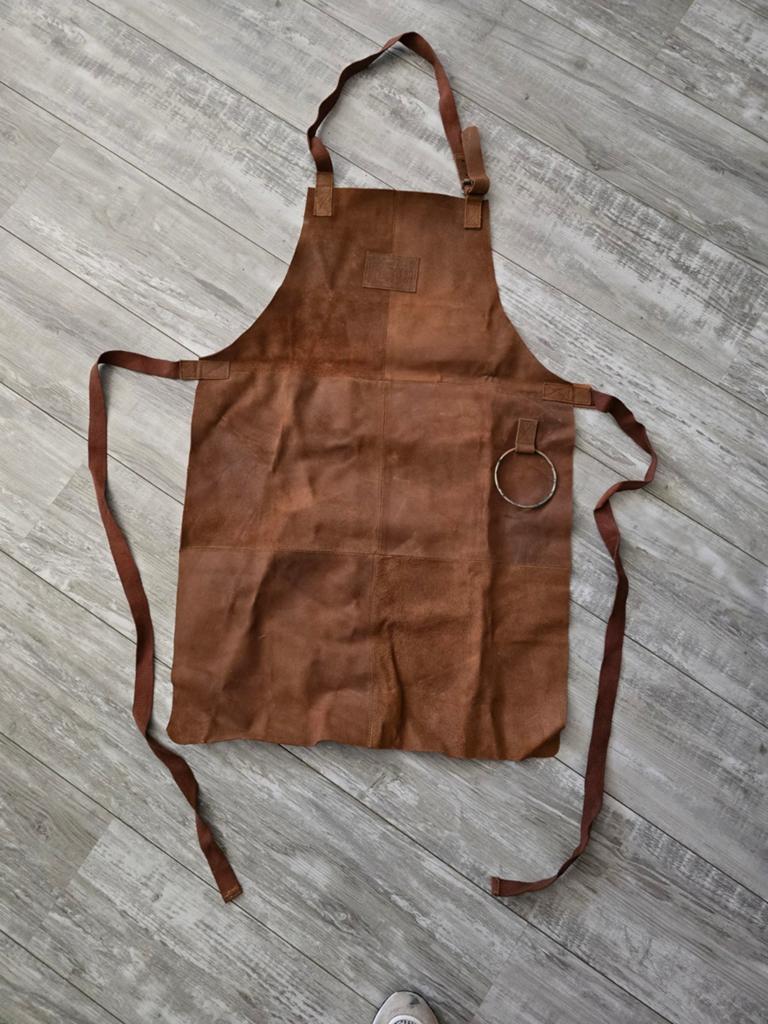 % BBQ Leren schort - Bruin, Ophalen of Verzenden, Gebruikt