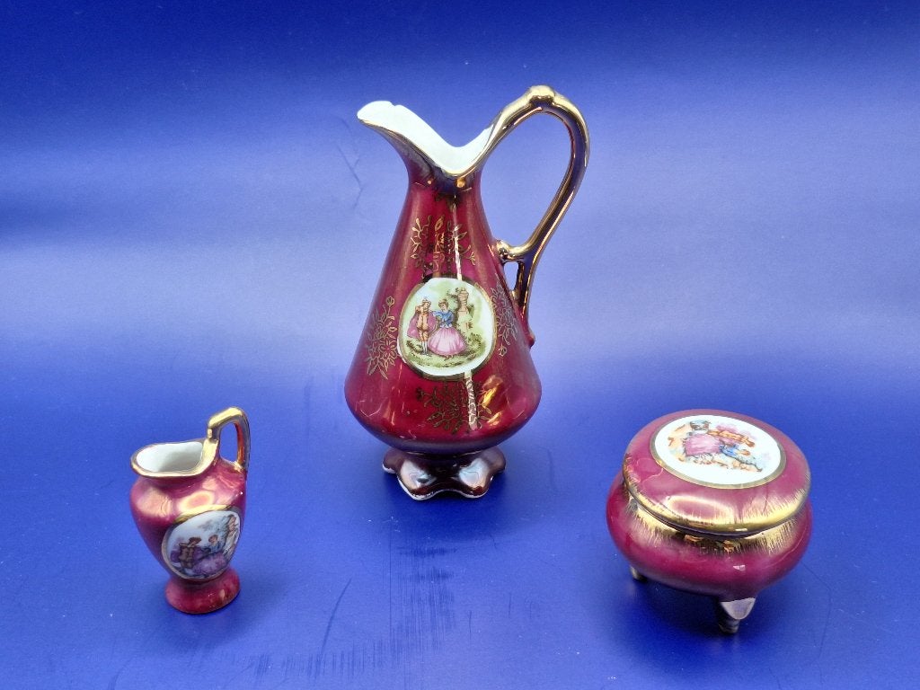 Porseleinen miniaturen 3 stuks vintage (Limoge stijl), Ophalen of Verzenden
