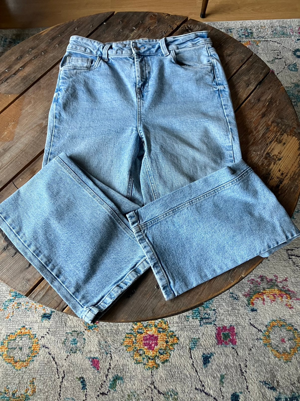 MS mode - loose straight leg jeans - maat 42, Ophalen of Verzenden, Zo goed als nieuw, Blauw, W33 - W36 (confectie 42/44)