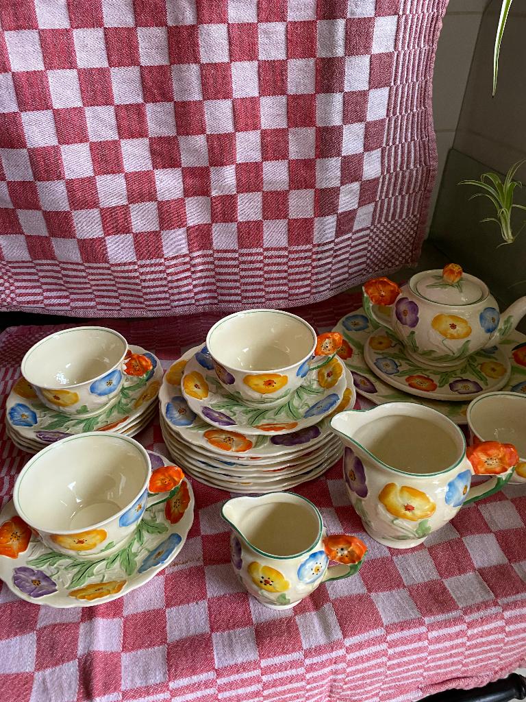Zeldzaam artdeco ontbijtservies Grindley Poppies, Ophalen