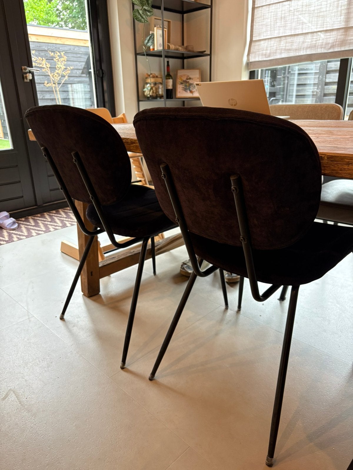 HK Living Fluweel Eetkamerstoelen - Set van 2, Ophalen, Twee, Zwart, Zo goed als nieuw