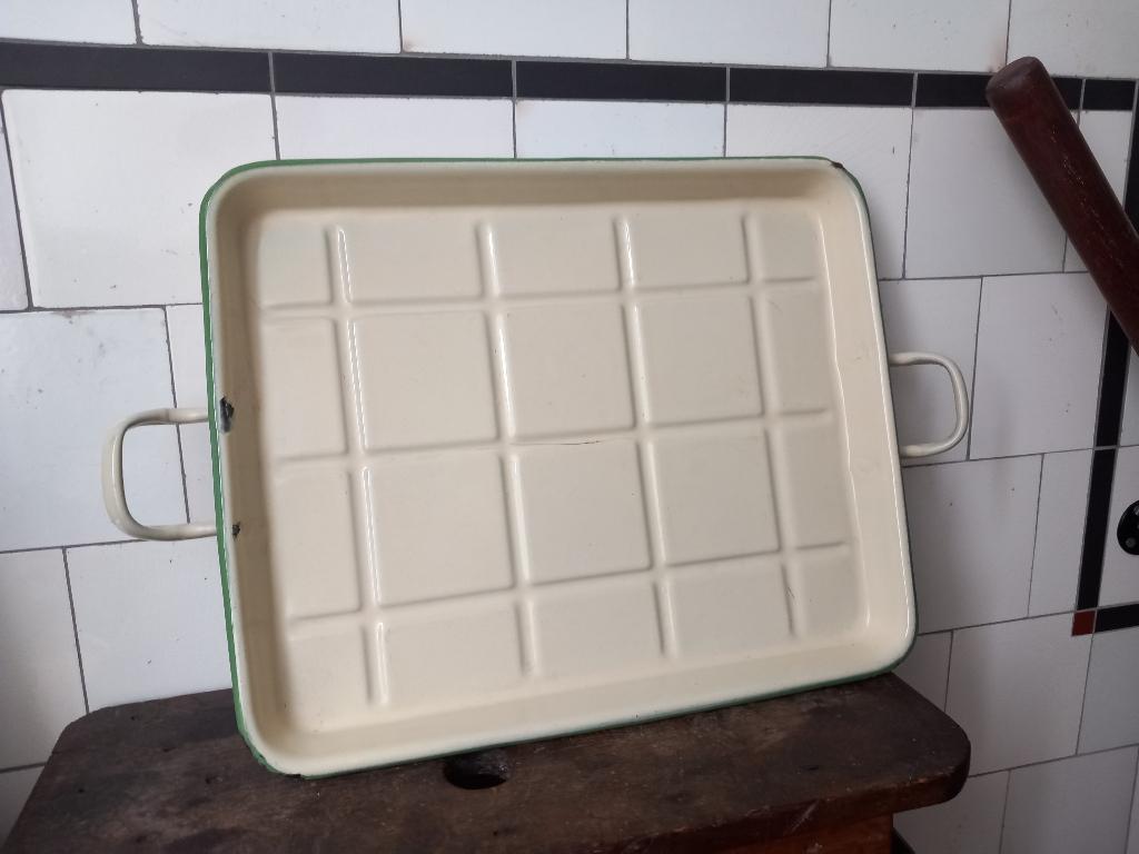 mooi oud emaille dienblad, serveerblad, Frankrijk, art deco, Ophalen of Verzenden