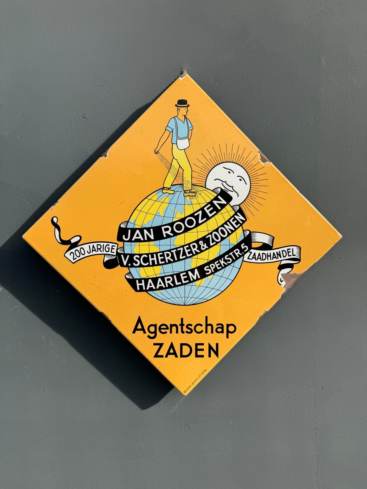 Emaille Reclamebord Jan Roozen Zaadhandel Haarlem, Ophalen of Verzenden