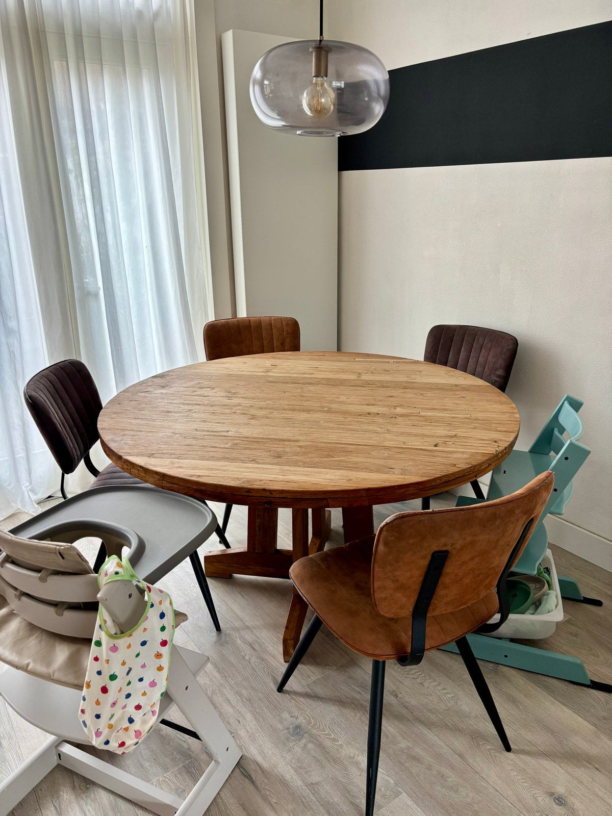 HKLiving eettafel – massief teakhout – Ø 140 cm, Ophalen, Gebruikt, 100 tot 150 cm, Rond