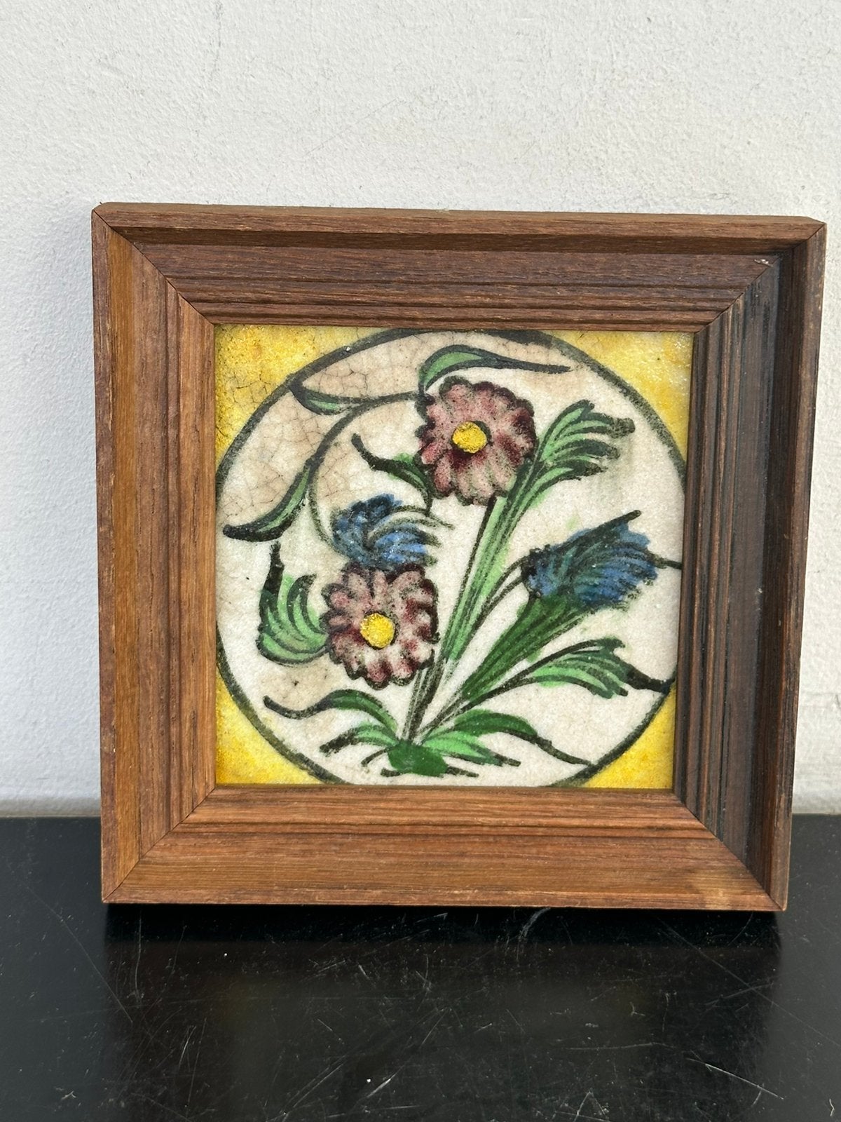 Antiek aardewerk Perzische tegel 13/13 cm, Ophalen of Verzenden