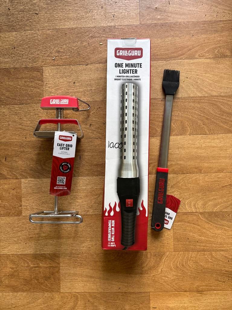Grill Guru BBQ accessoires: aansteker, roosterlifter, kwast, Ophalen of Verzenden, Nieuw