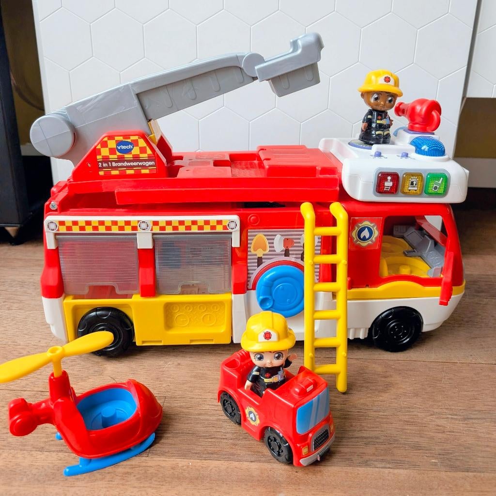 VTech Vrolijke Vriendjes 2 in 1 Brandweerwagen, Ophalen of Verzenden, Zo goed als nieuw, 6 maanden tot 2 jaar