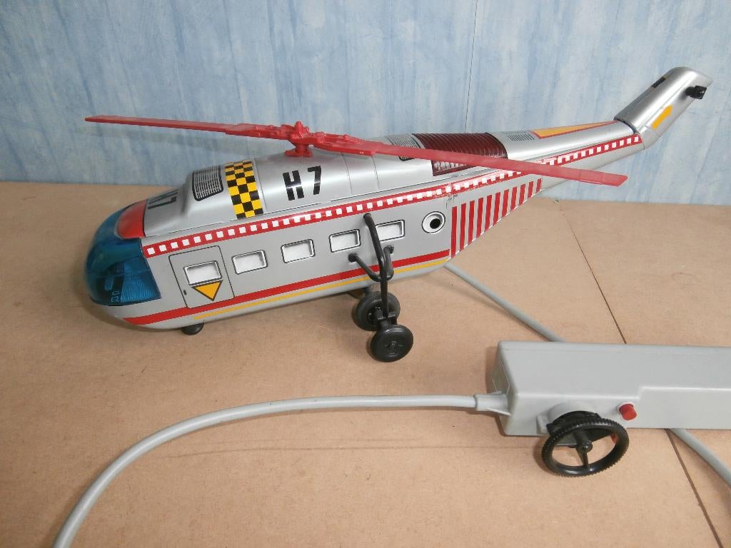 Blikken Helicopter 40 cm  met draadbest.  Joustra Frankrijk, Ophalen of Verzenden