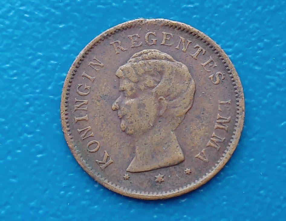 Penning Wilhelmina en Emma Koningin der Nederlanden - 1890, Ophalen of Verzenden, Brons, Nederland