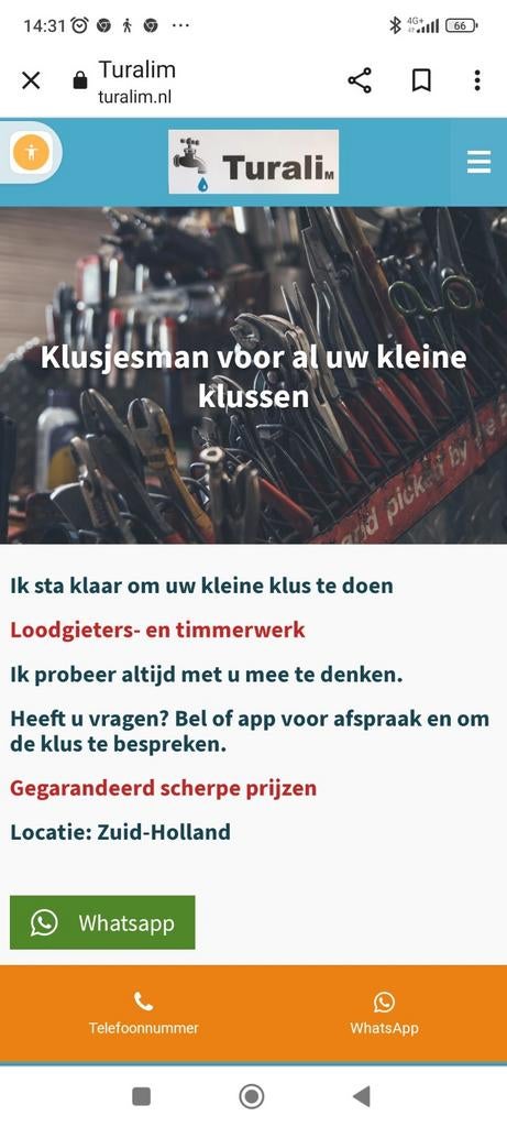 Klusjesman TurAli loodgieter werk