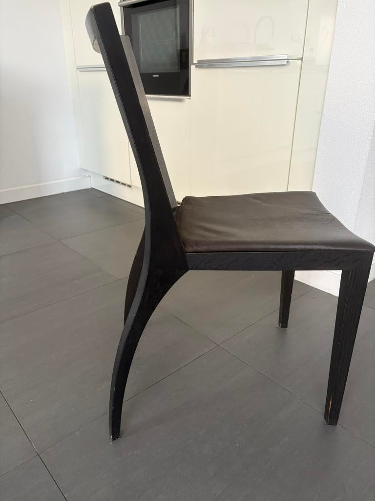 Designer houten eetkamerstoeelen 6 stuks, Huis en Inrichting, Ophalen, Bruin, Zo goed als nieuw, Vijf, Zes of meer stoelen