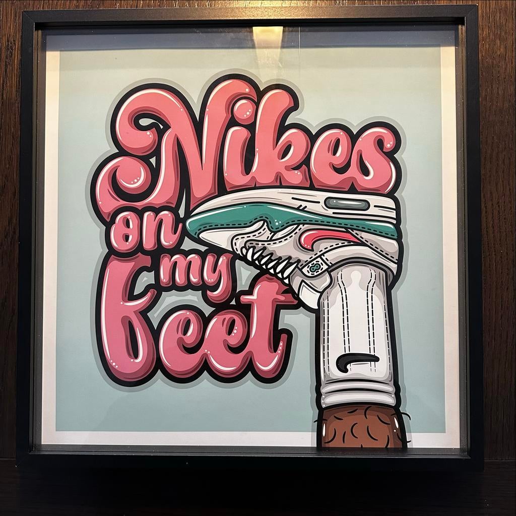 Sportieve print in lijst - 42x42 cm, Ophalen, Zo goed als nieuw, Print, Minder dan 50 cm