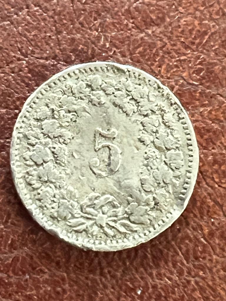 muntje 5 Rappen Helvetica 1884B, Postzegels en Munten, Munten | Europa | Niet-Euromunten, Losse munt, Overige landen, Verzenden
