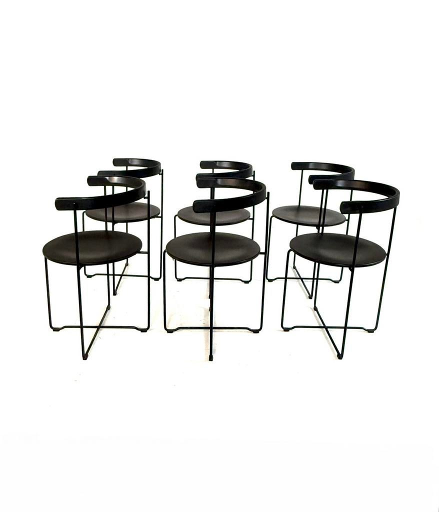 Set van 6 vintage design klaptstoelen, Kusch & co ‘80, Vintage retro buisframe design rotan webbing papercord deens, Zwart, Ophalen of Verzenden