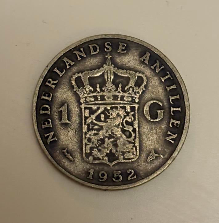 1 Zilveren Gulden Nederlandse Antillen 1952 - Juliana, Postzegels en Munten, Postzegels | Nederlandse Antillen en Aruba, Ophalen of Verzenden