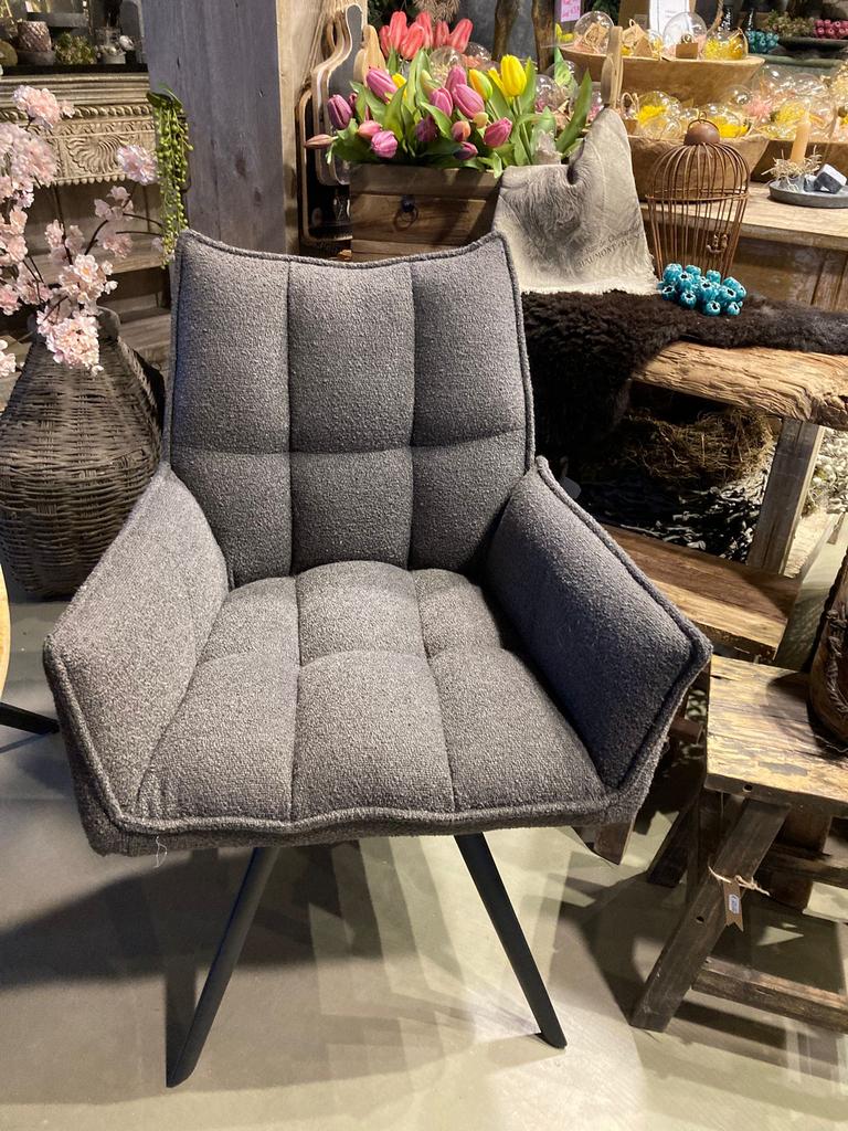 Yuni showroom model eetkamerstoel, Huis en Inrichting, Stoelen, Zo goed als nieuw, Vijf, Zes of meer stoelen, Stof, Grijs, Ophalen