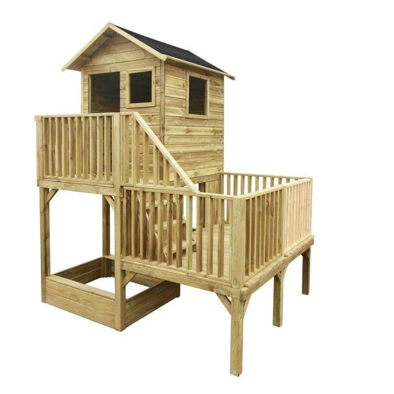 Speelhuis hout | 2 hoogtes, balie en zandbak | Type Panter, Kinderen en Baby's, Speelgoed | Buiten | Speelhuisjes, Safari speelhuisjes