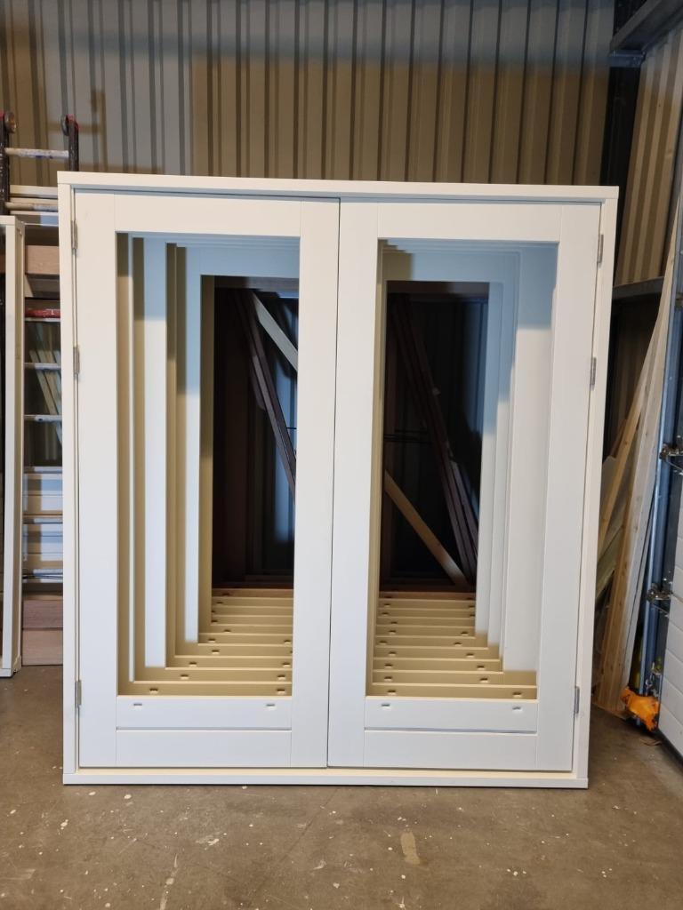 Dubbele tuindeuren / Meranti Hardhout PER DIRECT BESCHIKBAAR, Nieuw, Ophalen of Verzenden, Buitendeur, Glas