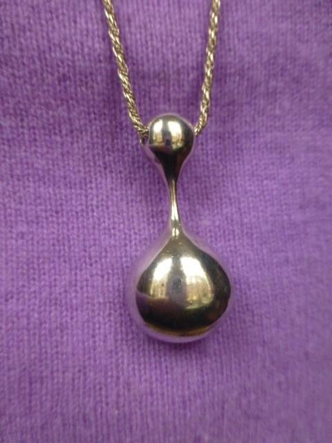 Modernist Zilveren Hanger gesgn. incl. 90 cm Koord-Collier, Sieraden, Tassen en Uiterlijk, Ophalen of Verzenden, Zilver, Ketting