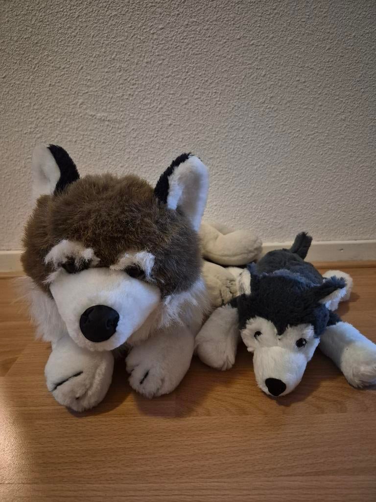 Twee schattige husky knuffels, Ophalen of Verzenden, Zo goed als nieuw, Hond