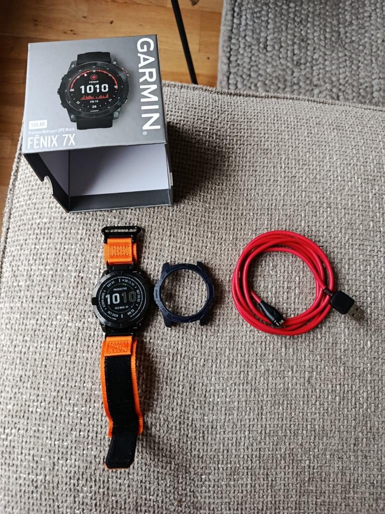 Garmin Fenix 7X Powerglass - Topconditie, Zwart, Garmin, Ophalen of Verzenden, Zo goed als nieuw