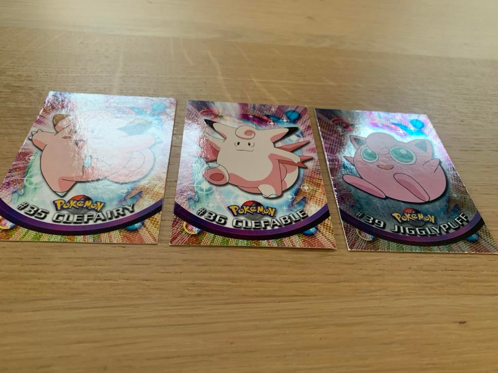3x Pokemon Topps TV Animation 1e Editie - Jigglypuff Holo, Ophalen of Verzenden, Gebruikt, Losse kaart, Foil