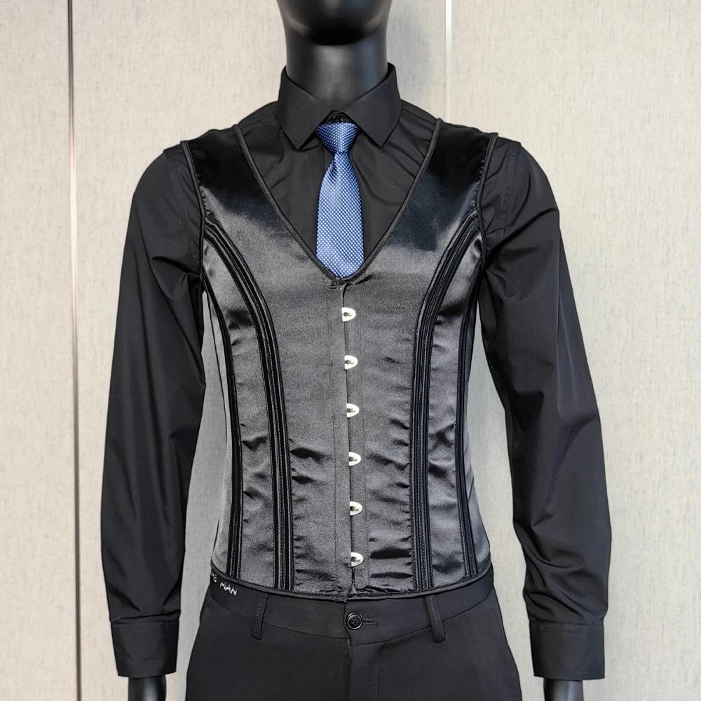 Heren zwart middeleeuws korset steampunk gothic, Verzenden, Nieuw, Overige maten, Kleding