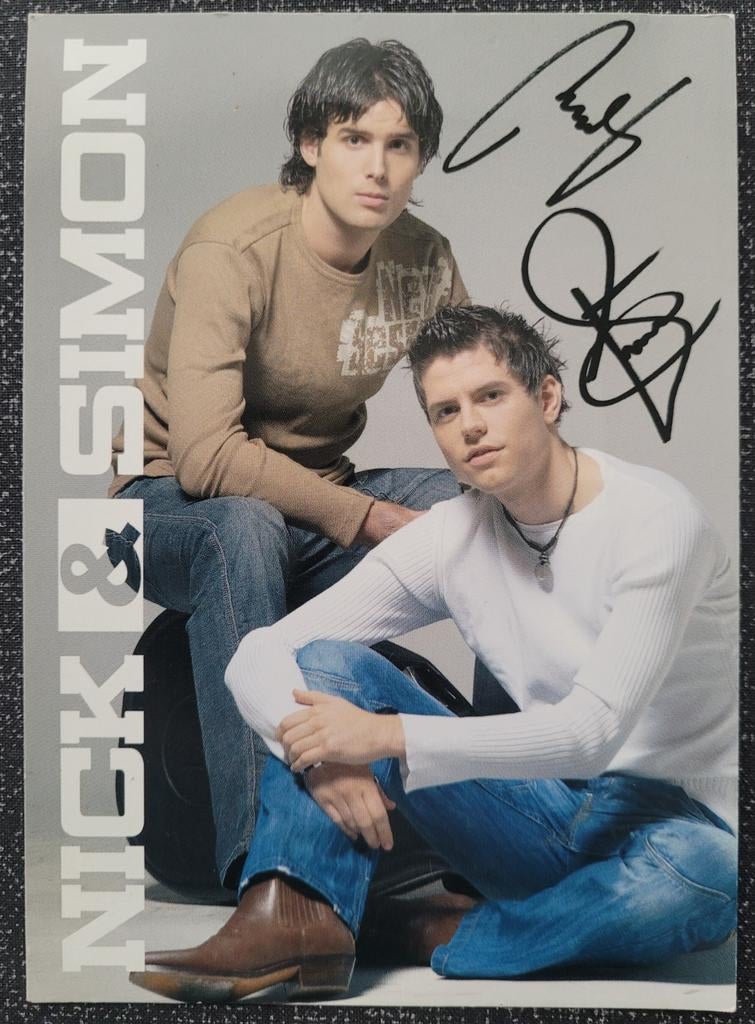 Nick & Simon - ( gesigneerd) fotokaart, strooikaart,fankaart, Verzamelen, Ophalen, Zo goed als nieuw, Foto of Kaart, Gesigneerd