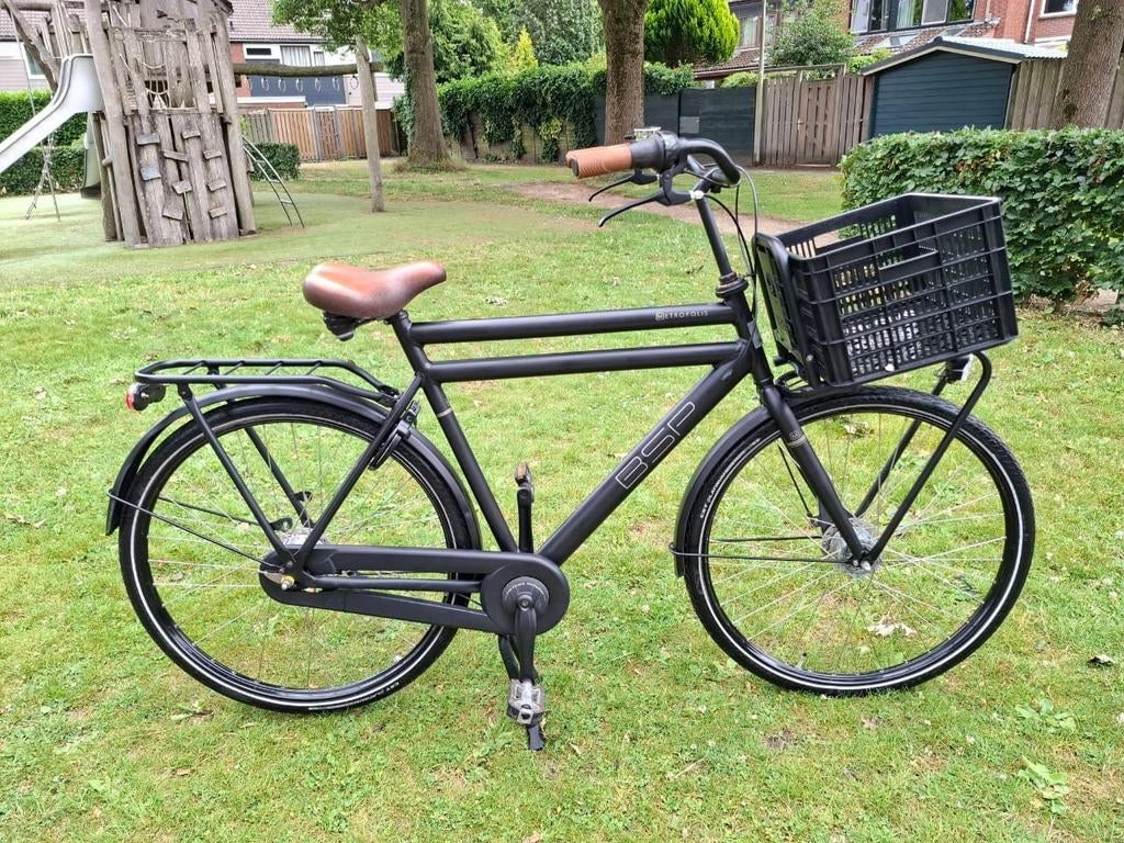 ZWARTE BSP FIETS, 57CM, HANDREM, 7 VERSNELLINGEN, Ophalen of Verzenden, Zo goed als nieuw, 26 inch of meer, Versnellingen
