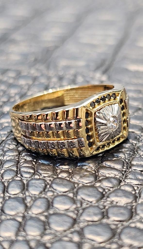 Mooie 14karaat heren Gouden ring, Heer, Nieuw, Ophalen of Verzenden, Goud