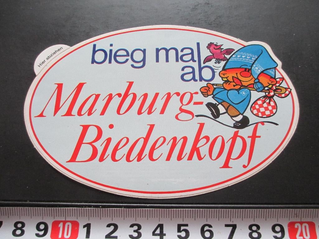 sticker strip man knapzak bieg mal ab marburg-biedenkopf *, Verzamelen, Ophalen, Zo goed als nieuw