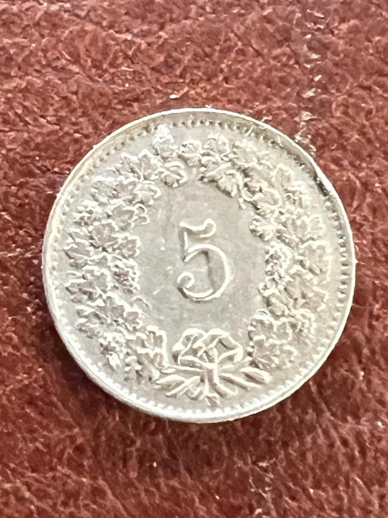 munt 5 Rappen Helvetica 1944B, Postzegels en Munten, Munten | Europa | Niet-Euromunten, Losse munt, Overige landen, Ophalen of Verzenden