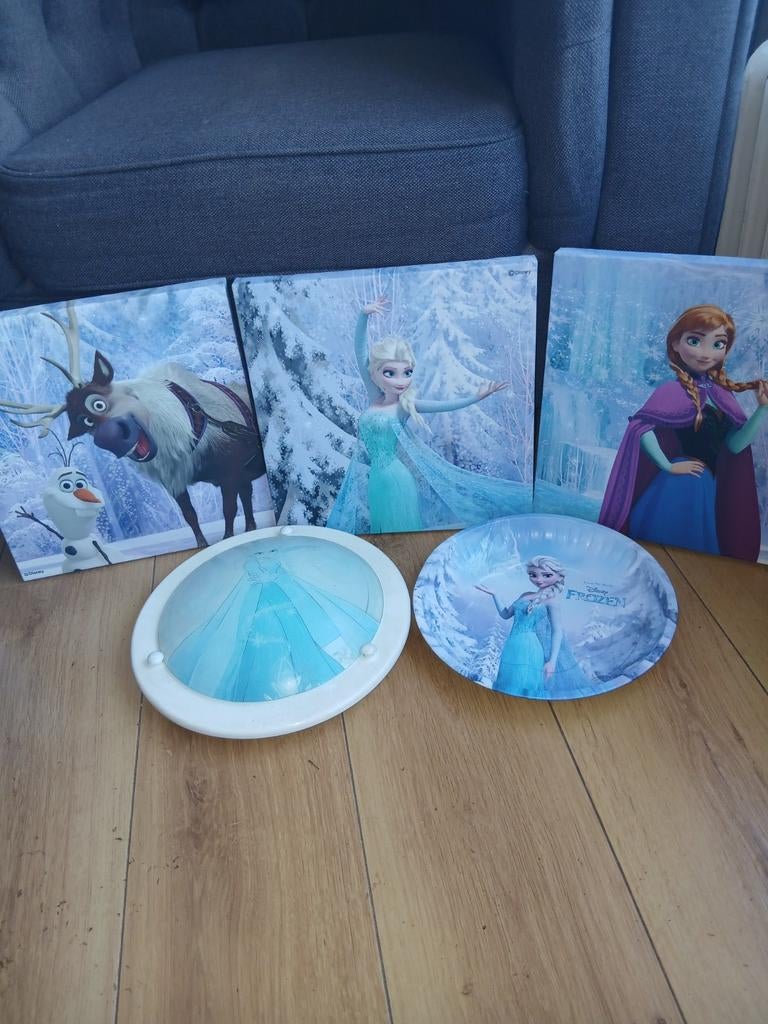 Frozen Decoratie Set: Schilderijen, Dienblad, Lamp, Kinderen en Baby's, Kinderspulletjes, Gebruikt, Ophalen