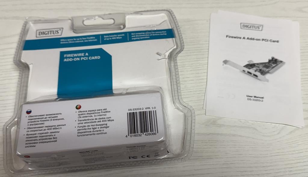 DIGITUS firewire A pci card DS 33203-2  NIEUW, Ophalen of Verzenden, Nieuw, Intern