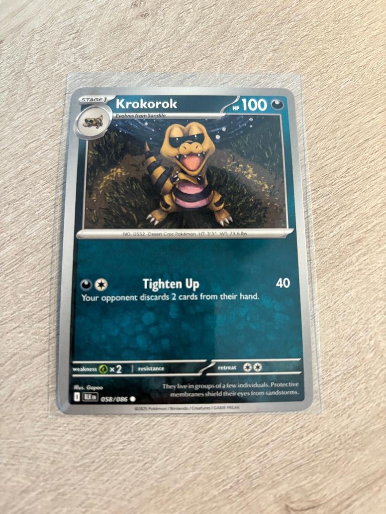 Krokorok 058/086 Black Bolt - Pokémon Kaart, Hobby en Vrije tijd, Verzamelkaartspellen | Pokémon, Nieuw, Losse kaart, Ophalen of Verzenden