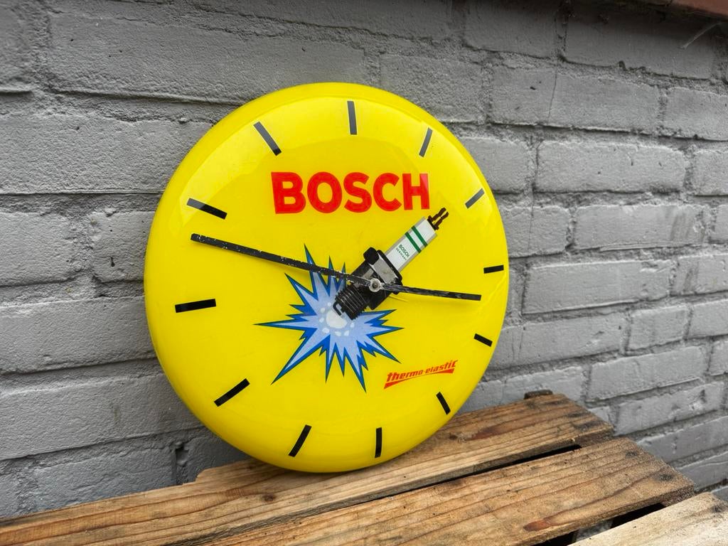 Bosch Bougie oude reclame klok, Verzamelen, Ophalen, Reclamebord, Gebruikt, .