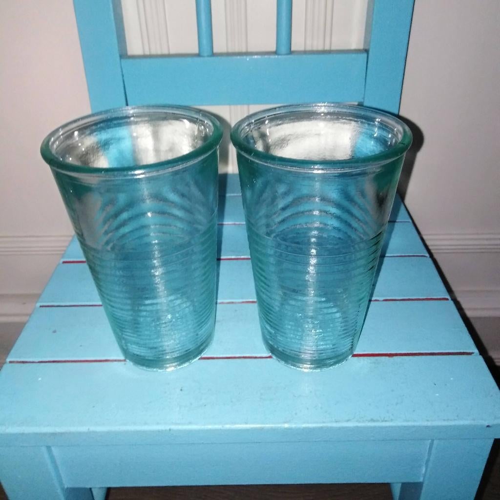 Jamie Oliver waterglazen geribbeld gerecycled glas 4 stuks, Huis en Inrichting, Ophalen, Glas of Glazen, Gebruikt, Glas