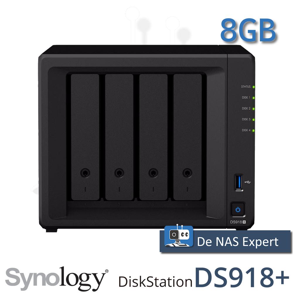 NAS Synology DS918+ 8GB refurbished, Computers en Software, NAS, Info@synology.com, Synology, Refurbished, Ophalen of Verzenden