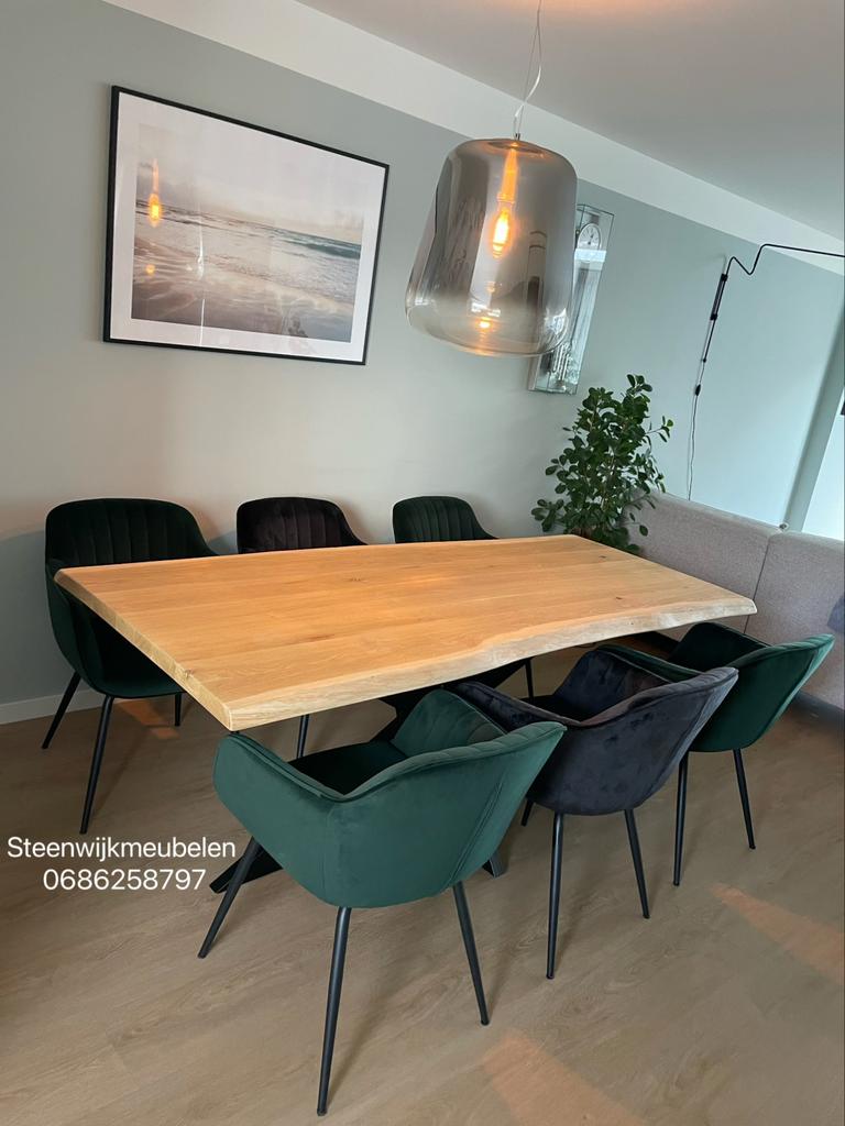 Eiken tafel boomstamtafel deens ovale rond snelle levering, 100 tot 150 cm, Ophalen of Verzenden, Vijf personen of meer, Eikenhout