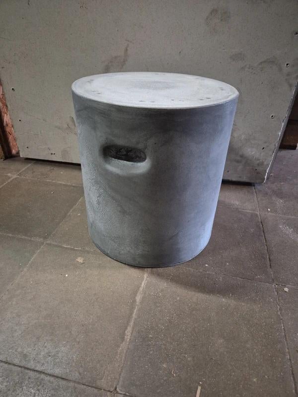 Woood Stone Bijzettafel lichtgrijs diameter 37cm, Overige materialen, -, -, Ophalen of Verzenden
