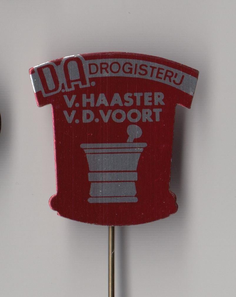DA Drogist van Haaster vd Voort speldje, Gebruikt, Niet vindbaar, Niet vindbaar, Speldje of Pin