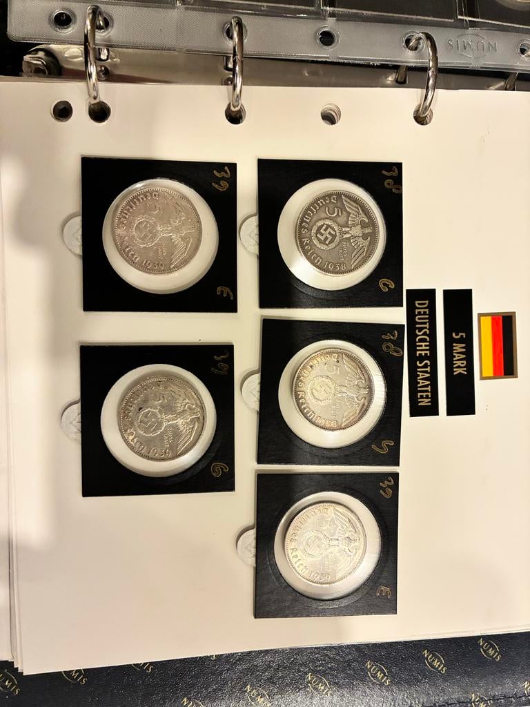 17x 5 Reichsmark met Swastika - Zeldzame Jaren, Postzegels en Munten, Ophalen of Verzenden, Duitsland, Zilver